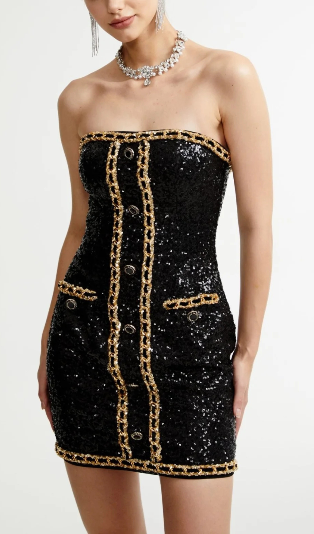 Alla Sequin Chain Mini Dress Flowering Girl
