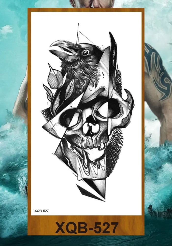 Tattoo Sticker Tribal Mighty Tiger Tatoo Men Women Africa Serengeti Lion Temporary Tattoo Black Indian Warrior Waterproof Flash
