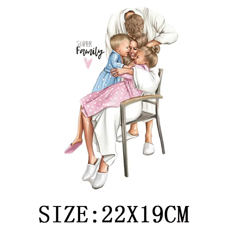 Mom&Children Thermal Stickers On T-shirt DIY Washable Patch On Clothes Lovely Design Iron On Transfer For Hoodies Hat Decoration