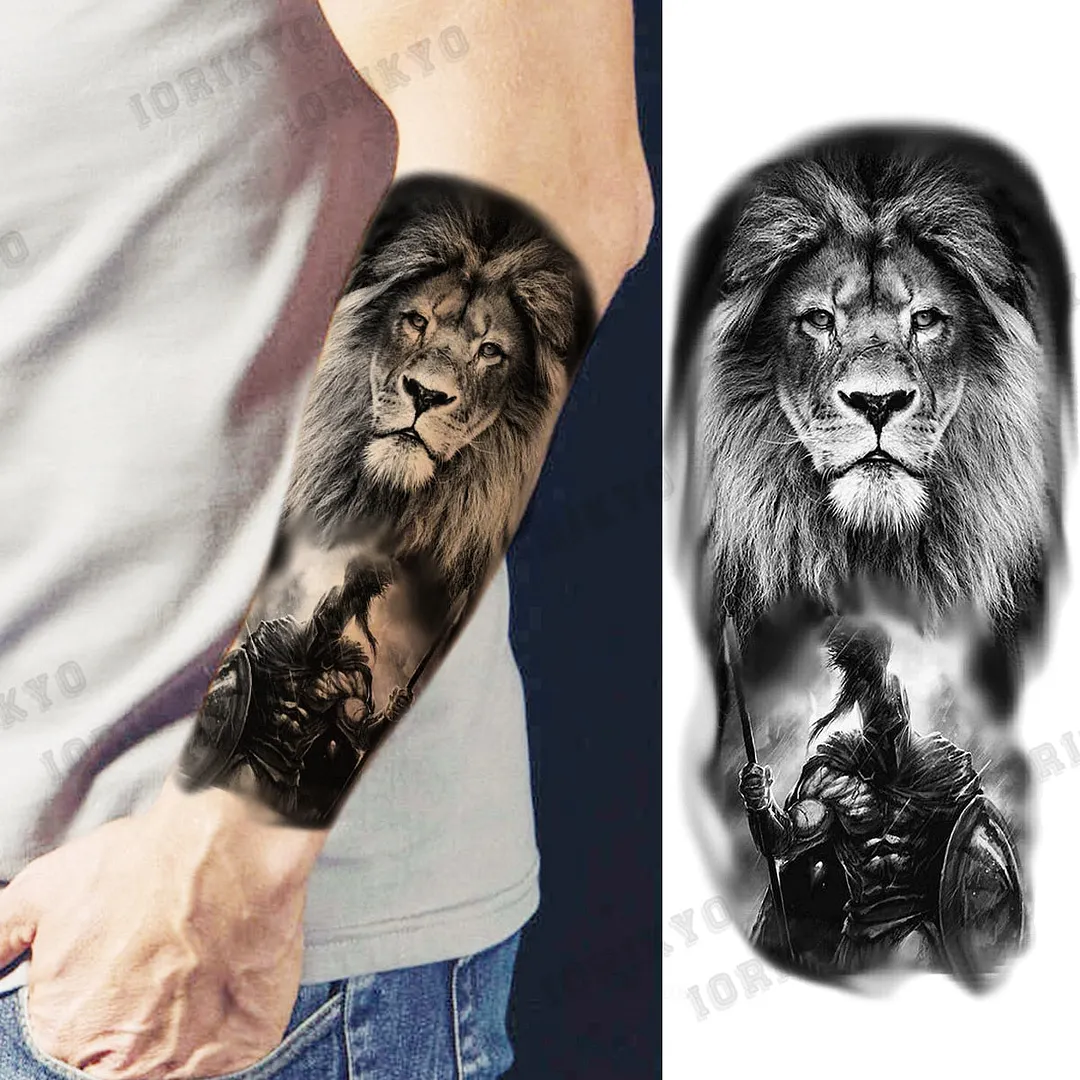 Black Devil Vampire Arm Temporary Tattoos For Women Adult Skull Lion Crown Compass Fake Tattoo Washable Body Art Painting Tatoos