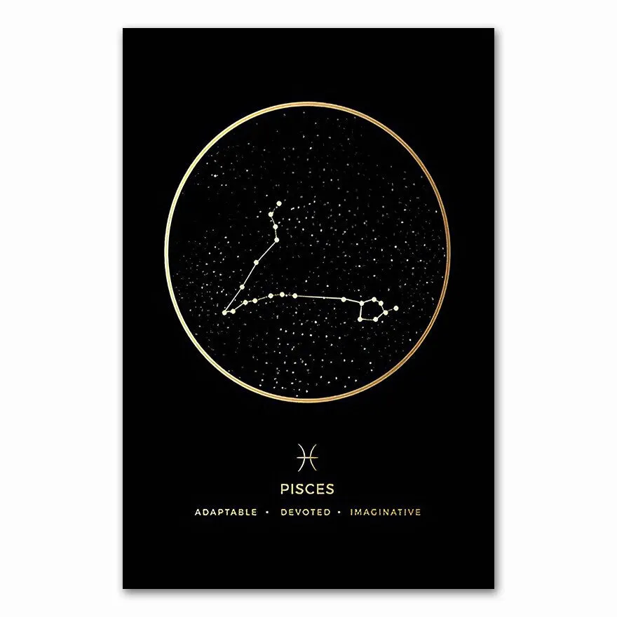 Constellation Fashion Zodiac Astronomy Wall Art Nursery Print Canvas Painting Nordic Kid Decoration Picture Home Decor