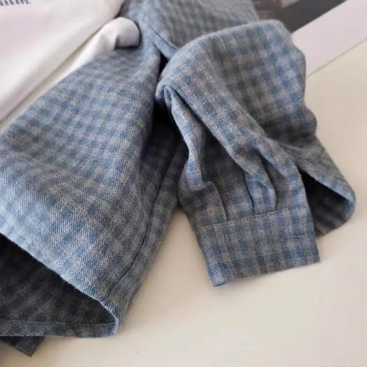 Athvotar Athvotar Gray Plaid Shirt Women 2025 Spring And Autumn New Loose Lazi Folding Shirt Coat Top