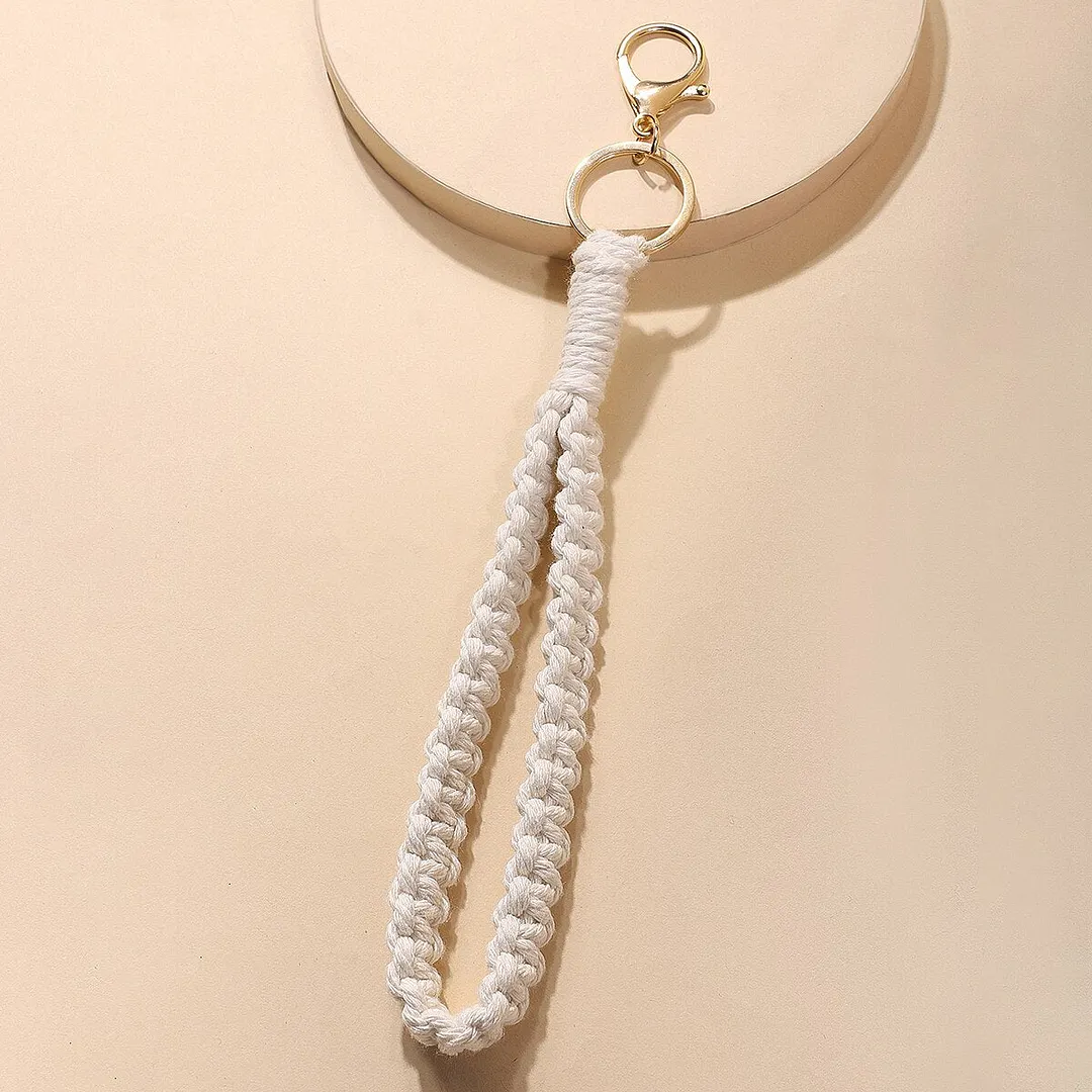 Macrame Wristlet Keychain Wall Hanging Key Chain Holder Boho Home Decor For Purse, Keys Phone Charm Gift For Friends