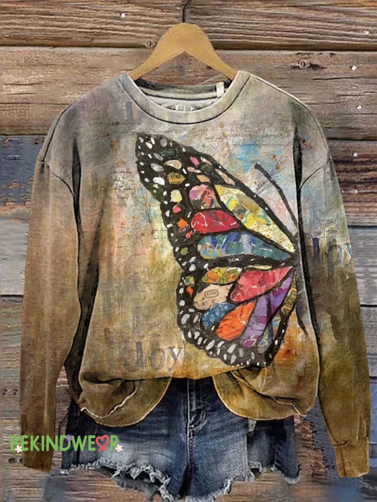 Retro Butterfly Sweashirt Multicolor / S