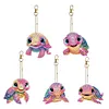 5pcs Double Side Diamond Painting Special-shaped Drill Turtle Keychain Kits
