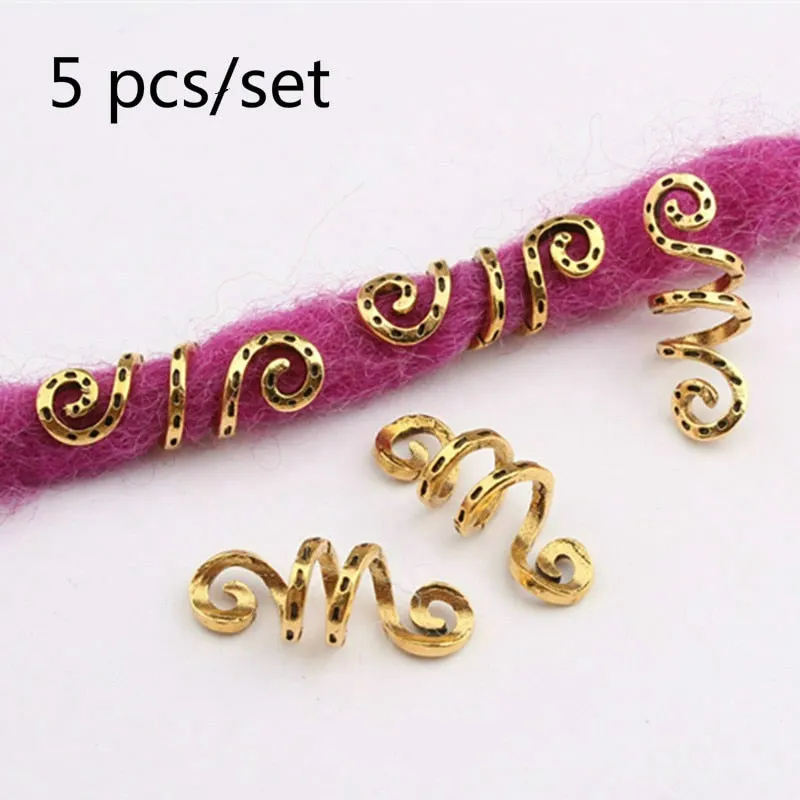 Hair Braid Coin Leaves Retro Colorful Beads Pendant Charms Rings Clip Headband for Pierced Hip-hop Braiders Leaves Accessories