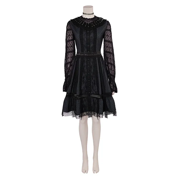 Beetlejuice 2 (2024) Lydia Deetz Musical Black Dress Outfits Cosplay Costume Halloween Carnival Suit