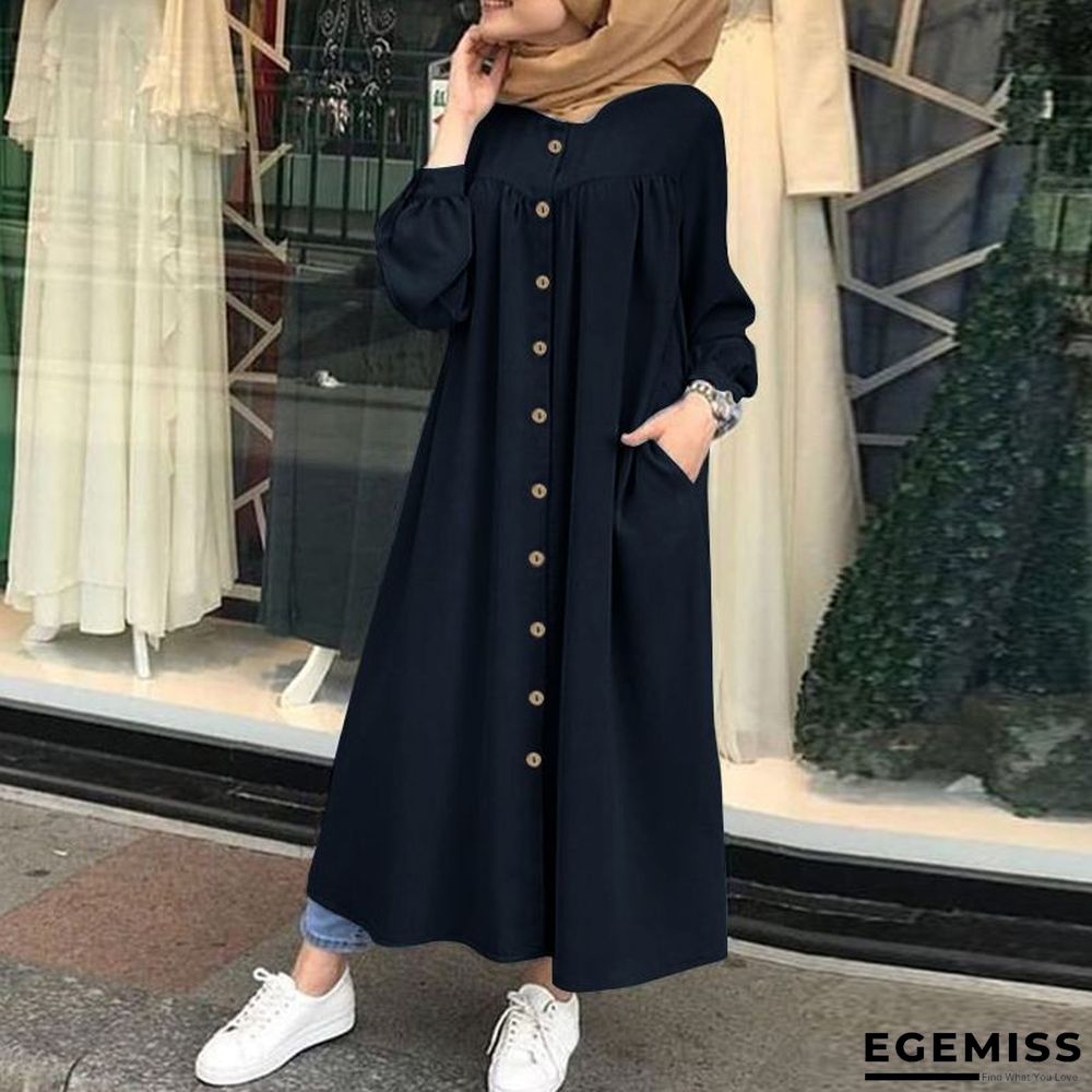 Autumn Casual Women's Cardigan Long Sleeve Stand Collar Large Swing Dress | EGEMISS