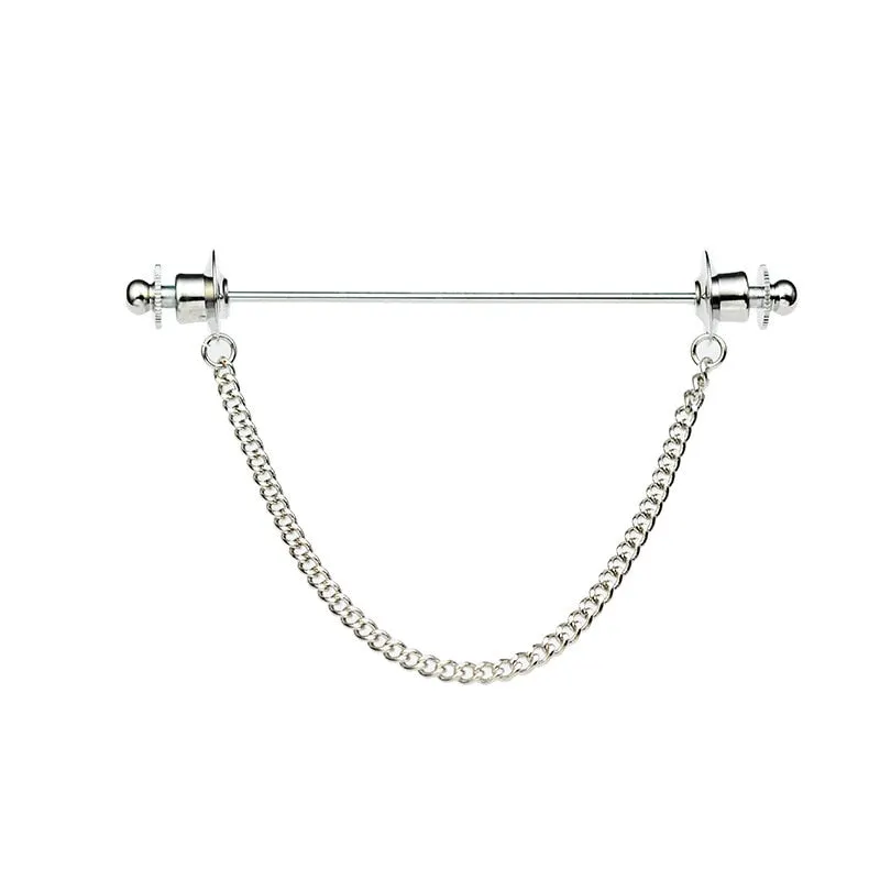 French Shirt Collar Needle Brooch Prevent Exposure Unisex Business Wedding Ceremony Copper Fringed Chain Classic High Quality