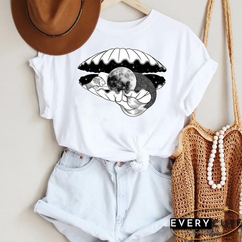 Women Cartoon Leopard Star Love Letter Trend 90S Fashion Summer Lady Print Tee Graphic T Top Female Tshirts Clothes T-Shirt