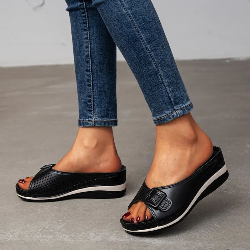 Women Slippers 2021 Summer Platform Wedge Sandals Women Closed Toe Flat Slippers Women Outdoor Casual Beach Shoes Plus Size 43