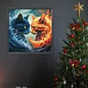 Ice  Fire Cat-Full Round Diamond Painting 30*30CM