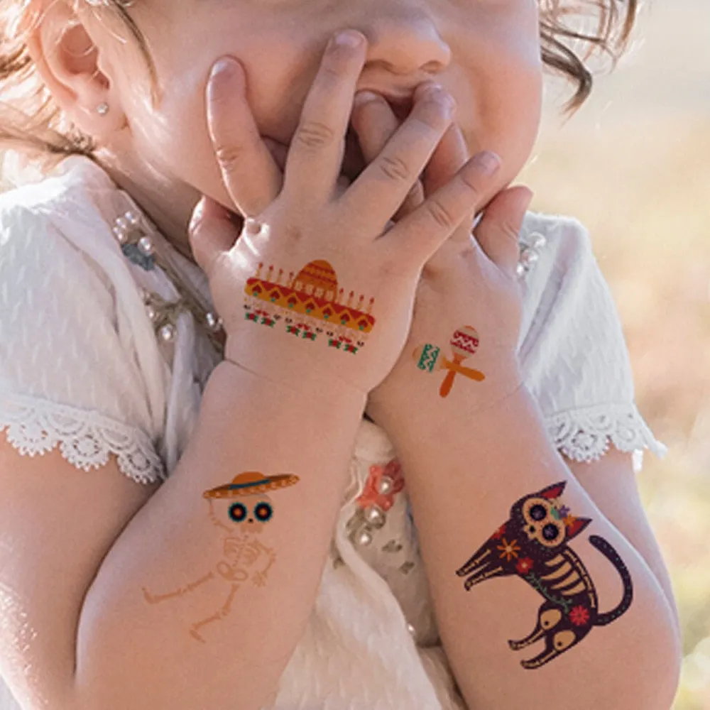 Day of the Dead Tattoo Sticker Skull Day Day of the Dead Children's Masquerade Horror Party Tattoo Sticker