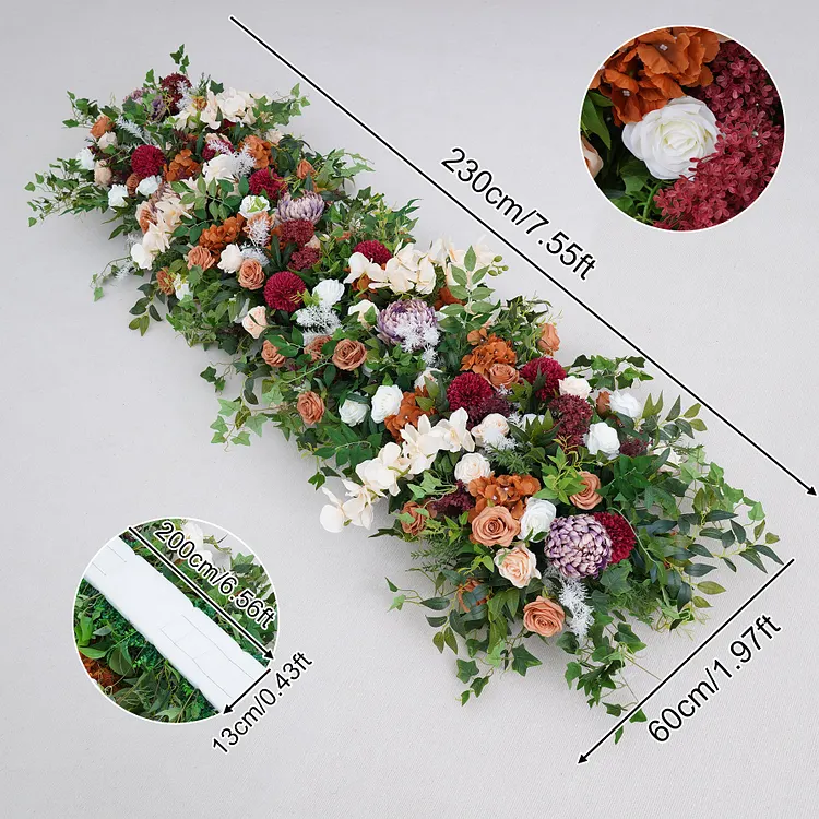 A8763 Coffee White Champagne Greenery Flower Row Decor Wedding Arch Frame