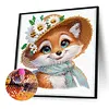 >SALE<5D DIY Partial Special Shaped Drill Diamond Painting Flowers and Fox 30x30cm
