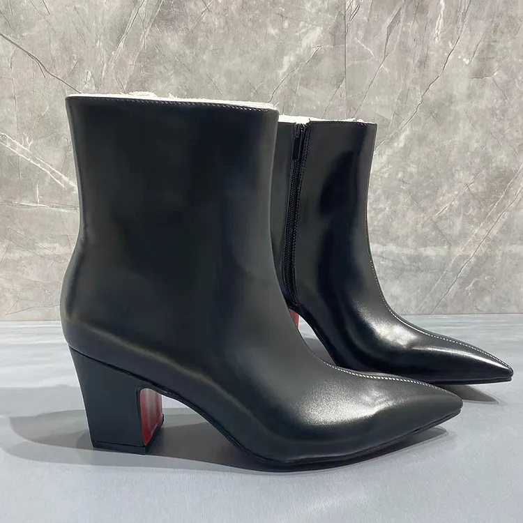 Gentleman's Block Heel Chelsea Black Pointed Toe Rock Style Party Prom Dress Wedding Red Bottom Boots VOCOSI VOCOSI