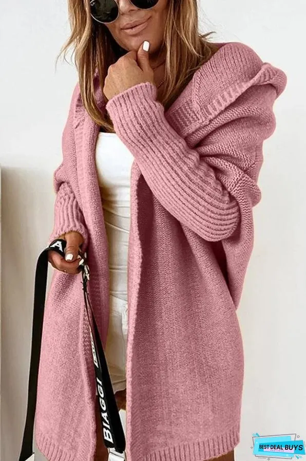 Fall for Nyc Solid Hooded Casual Cardigan