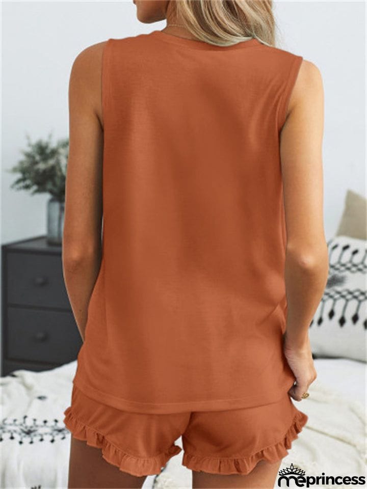 Women's Loose Cozy Round Neck Sleeveless Summer Sets
