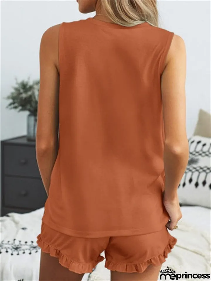 Women's Loose Cozy Round Neck Sleeveless Summer Sets