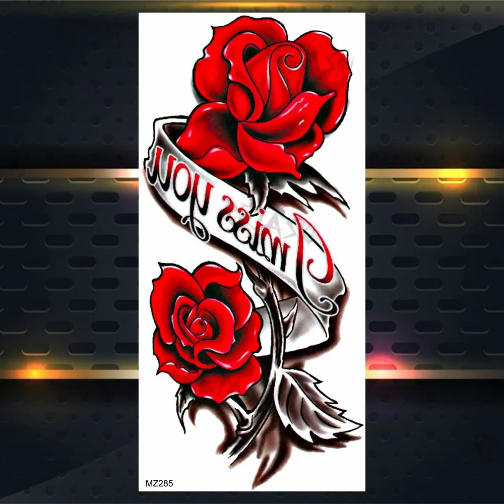Sdrawing Rose Jewelry Water Transfer Tattoo Stickers Women Body Chest Art Temporary Tattoo Girl Waist Bracelet Flash Tatoos Flower