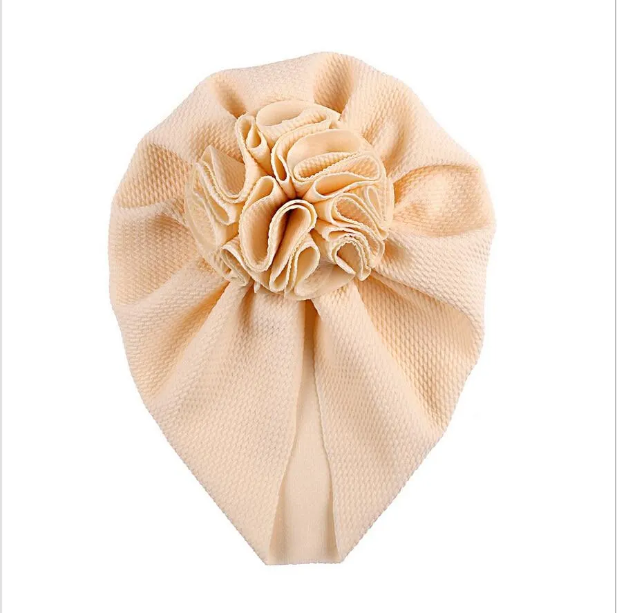 Newborn Baby Infant Toddler Boys Girls Solid Head Wrap Turban Cap Headband Beanie Hats Big Ruffled Flower Caps