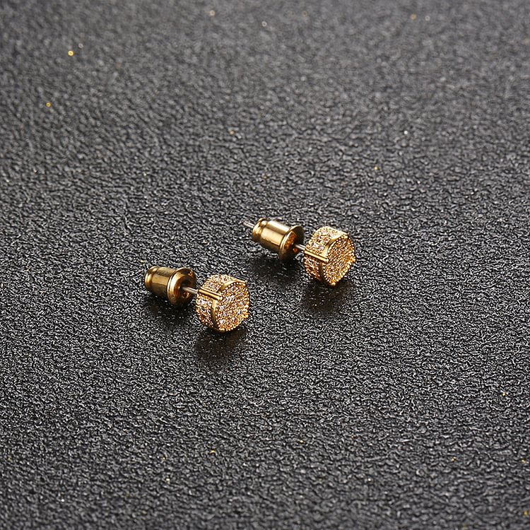 Iced Out Round Pierced Earrings Hip Hop Bling Bling