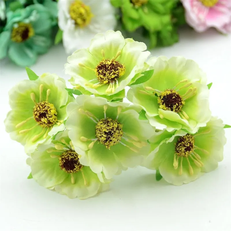 6pcs/lot Real Touch Hight Small Grade Artificial Poppy Bouquet Wedding Silk Rose Flowers For DIY Wedding Wreath Decoration