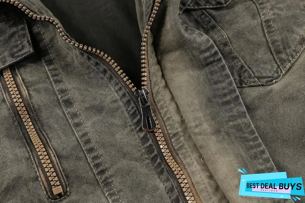 Men Denim Jacket Big Size Military Tactical Jeans Jacket Solid Casual Air Force Pilot Coat