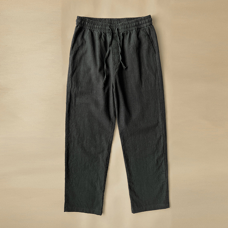 Men's Vintage Elastic Waist Drawstring Casual Cotton Linen Pants  artssus