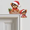 (US Local)DIY Xmas Diamond Painting Wooden Door Decoration for Feiend Gifts (Santa Puppy)