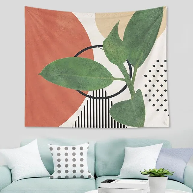 Abstract  nordic Geometric Tapestry Tropic Modern Art Brown Wall Hanging ins Tapestry Decorative Tapestry For Home Decoration