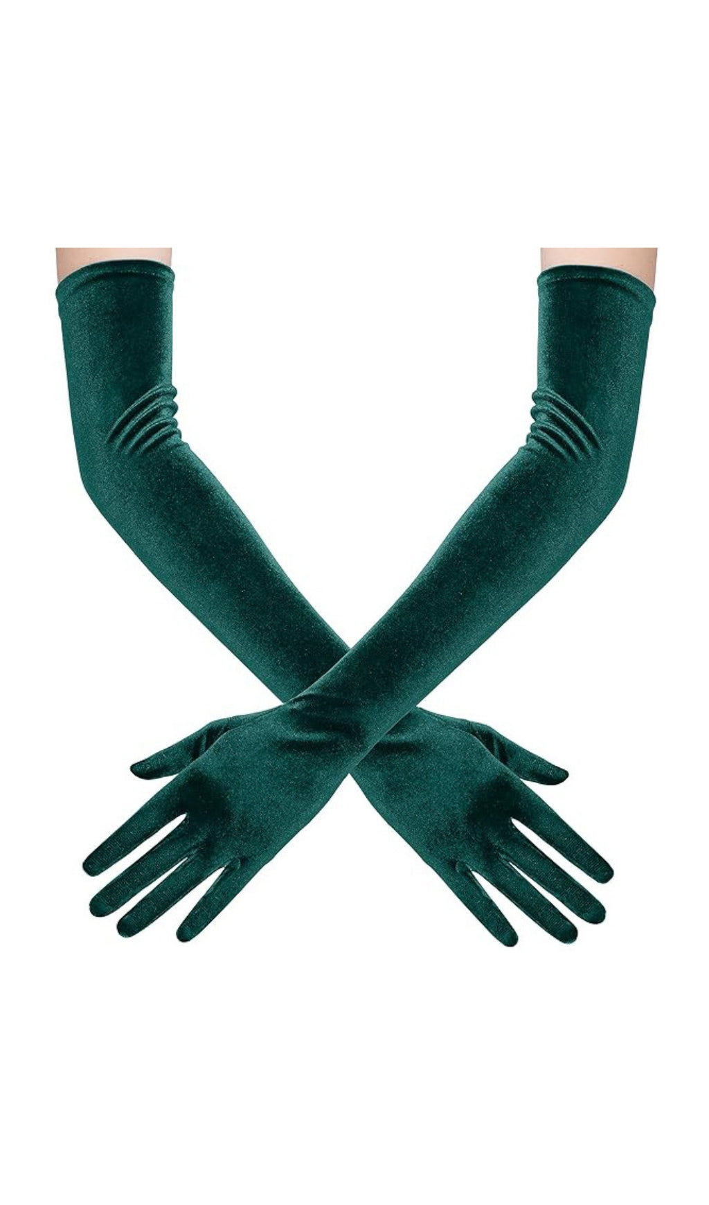 Green Velvet Gloves Flowering Girl