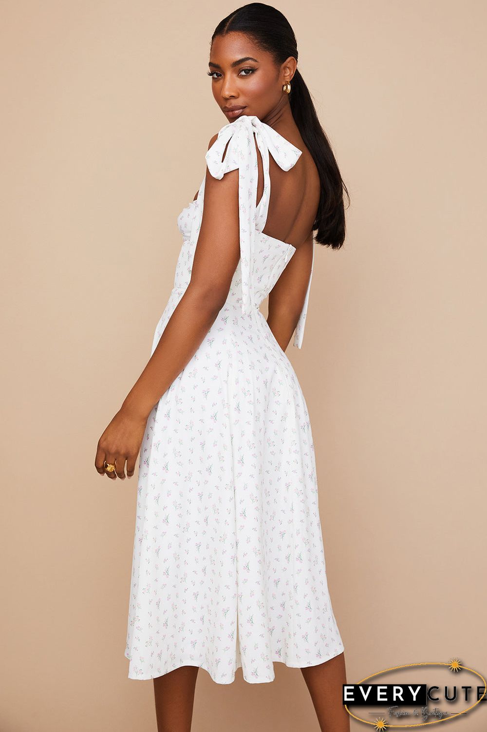 Floral Print Cottagecore Sleeveless Strap Midi Dresses Party Club Sexy Backless Elegant Split Dress Women Vestidos