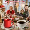 (US Local)6pcs Set Xmas Theme DIY Diamond Painting Coasters Kit with Holder Kit