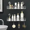 Glacier Pattern Transparent Shower Storage Rack Punch-Free Suction Cup Shelf
