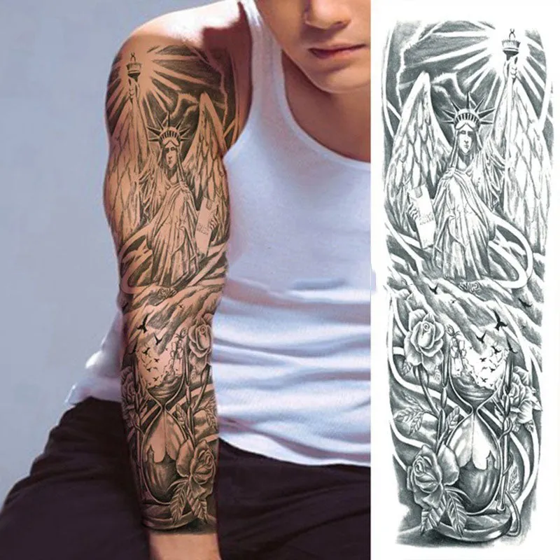Sdrawing Sheets Full Arm Leg Extra Large Temporary Tattoos, Body Art For Men And Women - Wolf,Tiger,Bear,Warrior,Tribal Symbol 430-0