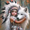 Peinture diamant drill rond enfant indien-40*40cm