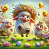 Diamond Painting -DIY Round Drill Easter Chicken(40x40cm)