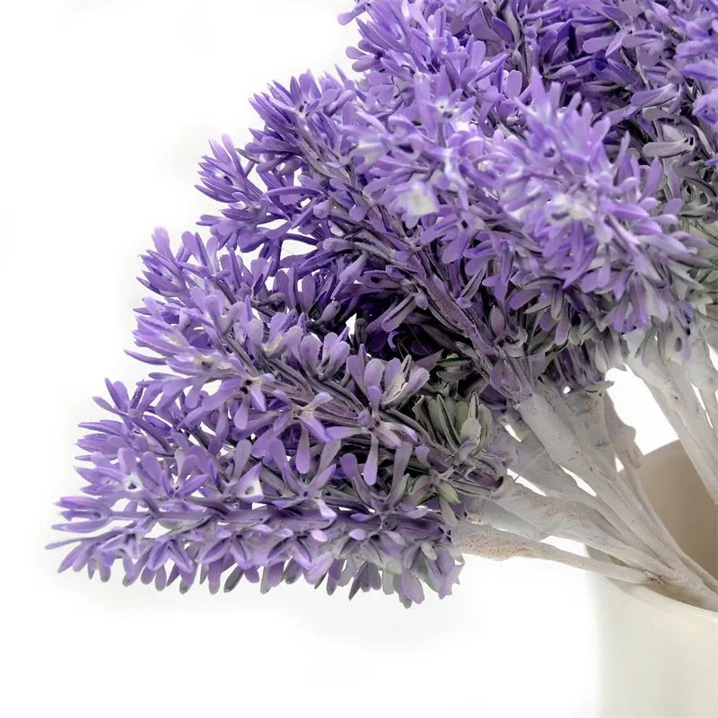 6pcs Mini Plastic Artificial Lavender Fake Flower Bouquet For Home Wedding Decoration Handmade DIY Wreath Scrapbooking Craft