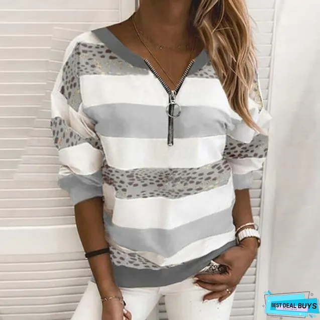 Elegant Patchwork Striped Shirt