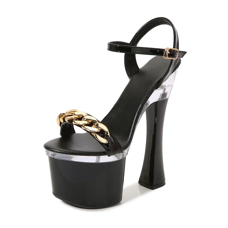 Breakj Breakj Even Buckle Hate Day High Nightclub Super High-Heeled Shoes Sandals Women's Work Shoes Runway Show Pole Dance Shoes Waterproof Platform