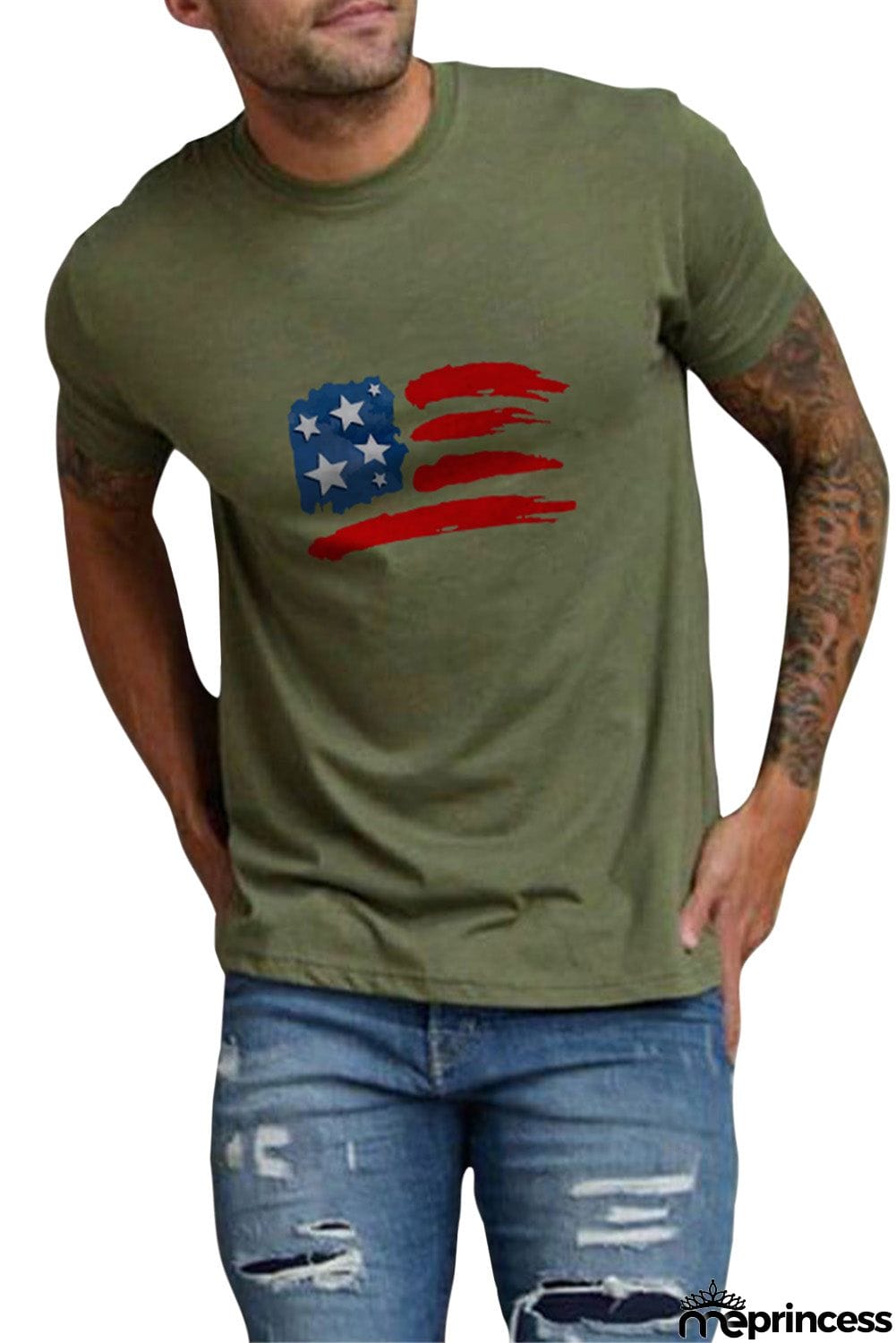 USA Flag Print Men's Tee