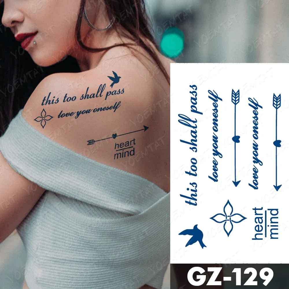 Juice Lasting Waterproof Temporary Tattoo Sticker Rose Butterfly Moon Sun Diamond Heartbeat Wave Flash Fake Tattoos Ink Body Art