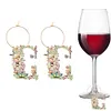 2pcs/set DIY 26 Letters Double Side Diamond Painting Wine Glass Charms Identification Kit