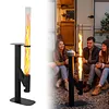 [US Local Warehouse] 50.79in Pellet Stove with Glass Tube Pellet Patio Heater with Table Wood Burning Stove Smokeless Firepit for Camping Beach Garden Balcony