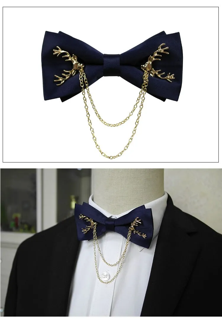 Upscale White Shirt Tassel Chain Rhinestone Bow Tie Bowtie Wedding Best Man Bowknot Red Luxury Tie Formal Dress Gifts for Men