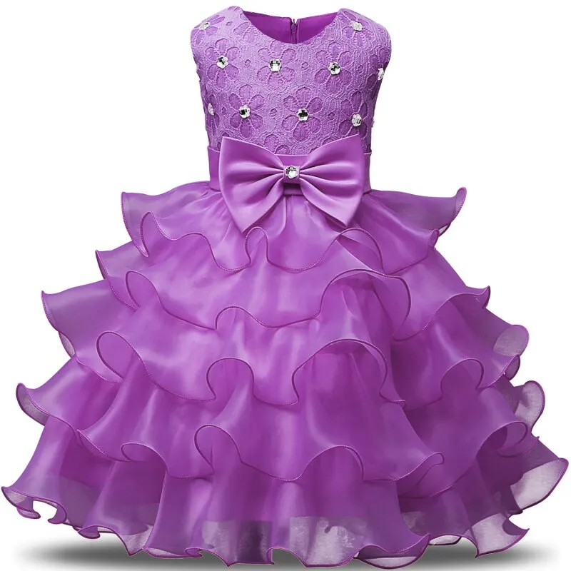 Uveng Flower Lace Baby Girl Dress Wedding Party Children Girls Clothing 0-8 Years Princess Pageant Kids Dresses for Girls Costume