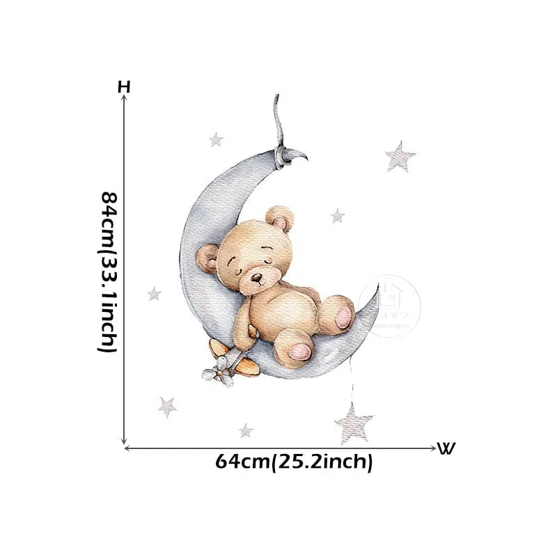 Watercolor style cartoon bear Bunny Wall Stickers for Bbay Nursery Room Decoration Wall Decals for Kids Room Decor PVC Matte 515-1