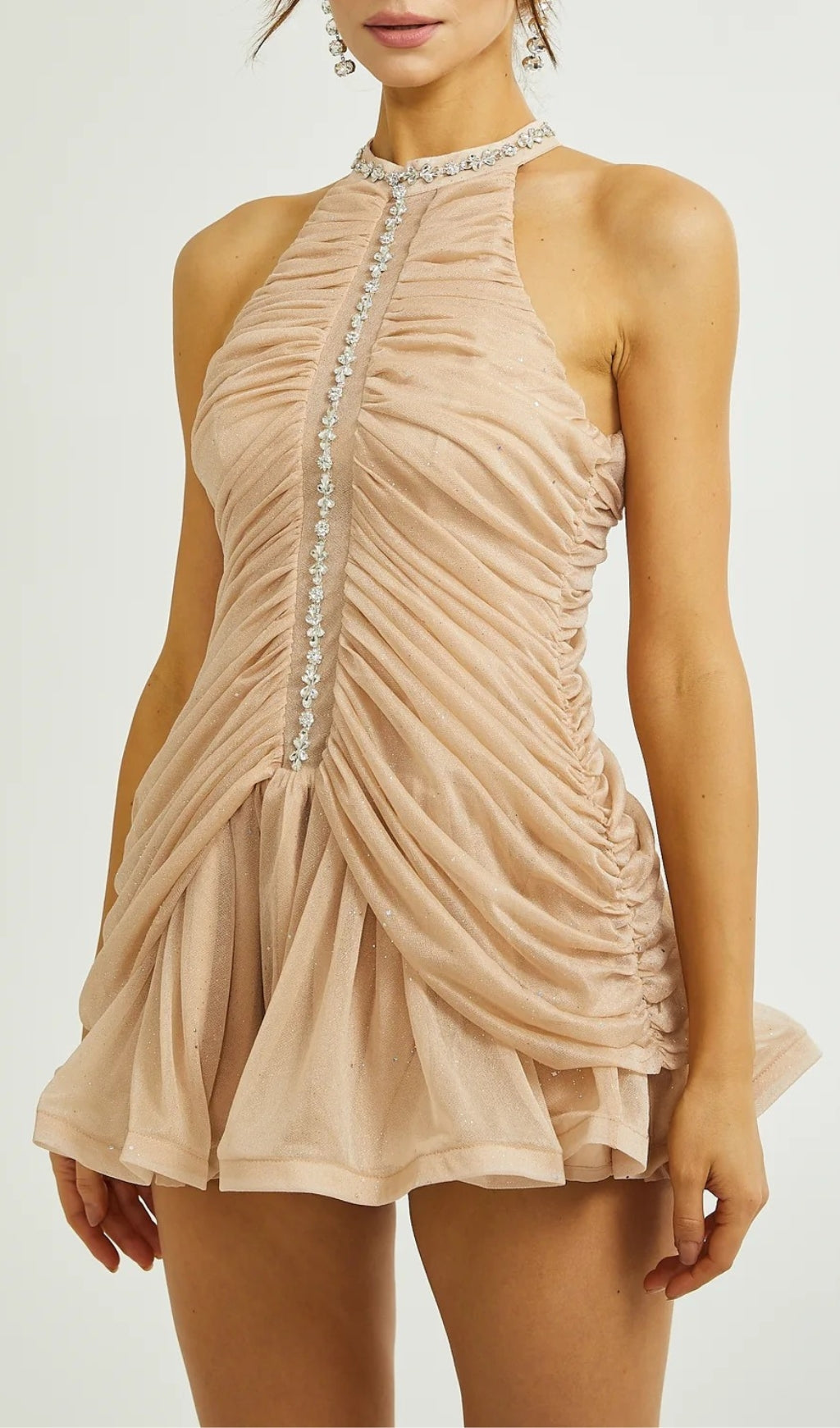 Fashionslee WomenAmenae Embellished Ruched Mini Dress