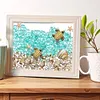 DIY Resin Beach Art Craft Kit with Frame, Resin Art Sea Glass Craft, Ocean Color Design, Materials for Adults Home Decor Desk Display, Ocean Themed DIY Kit Set and Creative Birthday Gift